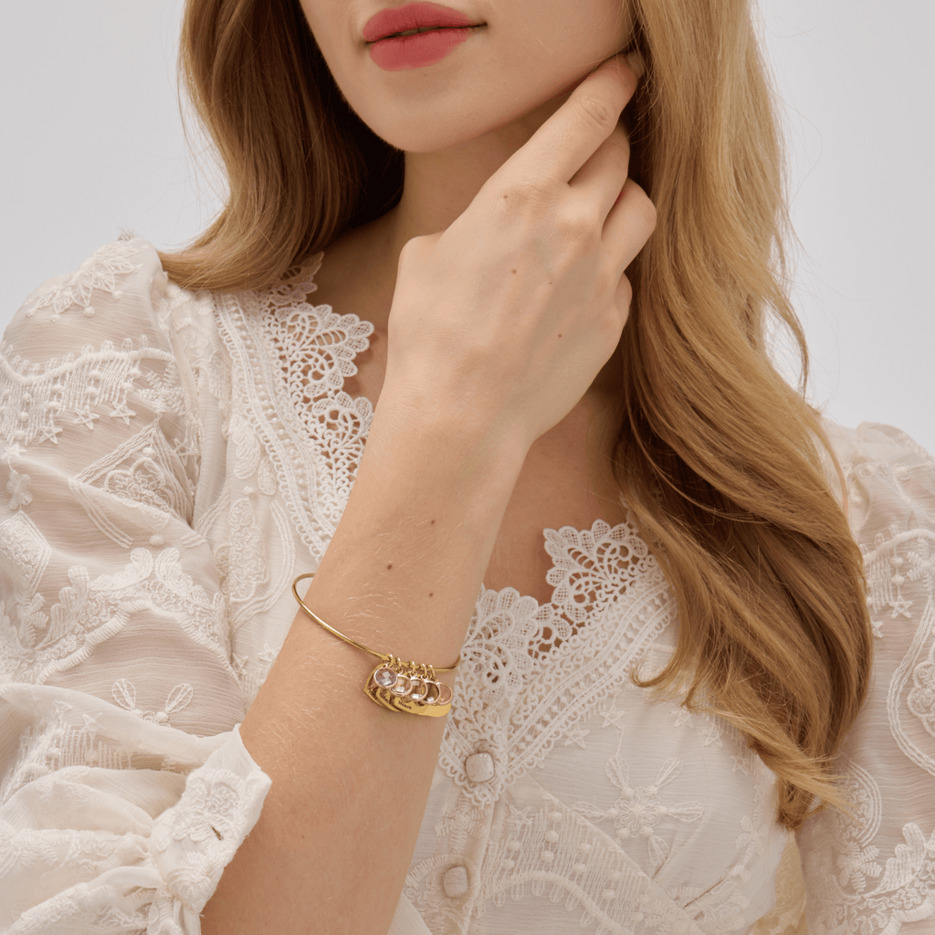 Lovestone Custom Name Charm Bangle - Ornaments Co - Rose Gold