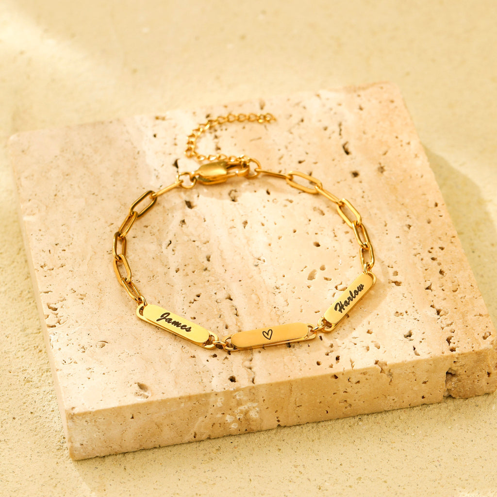 Paperclip Chain Link Bar Bracelet - Ornaments Co - 18K Gold Plated