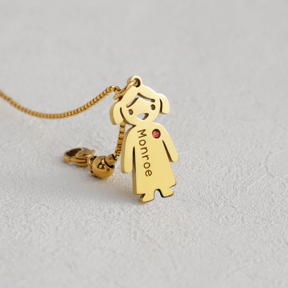Personalized Boy Girl Engraved Charm Kids Name Necklace - Ornaments Co - 18K Gold Plated