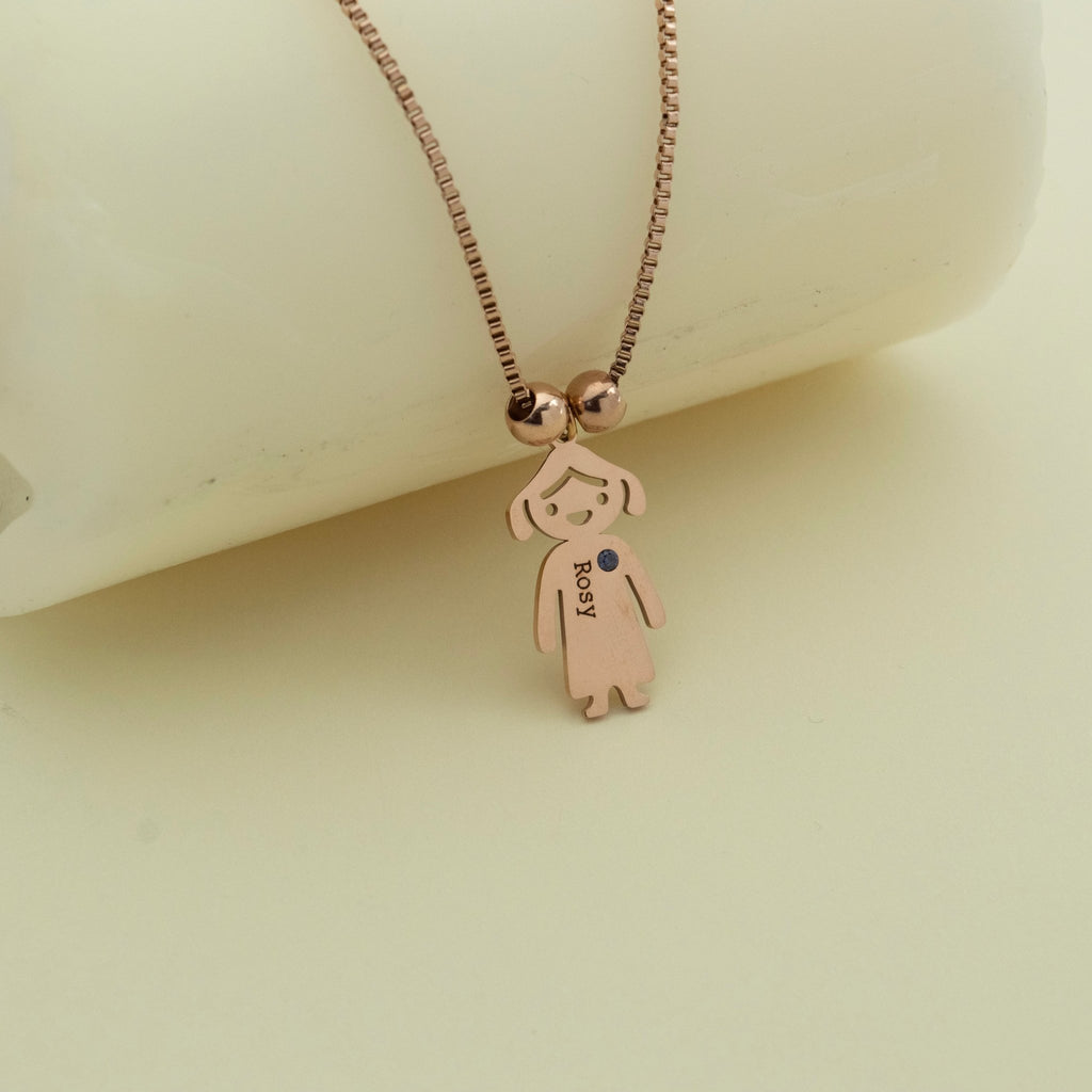 Personalized Boy Girl Engraved Charm Kids Name Necklace - Ornaments Co - 18K Gold Plated