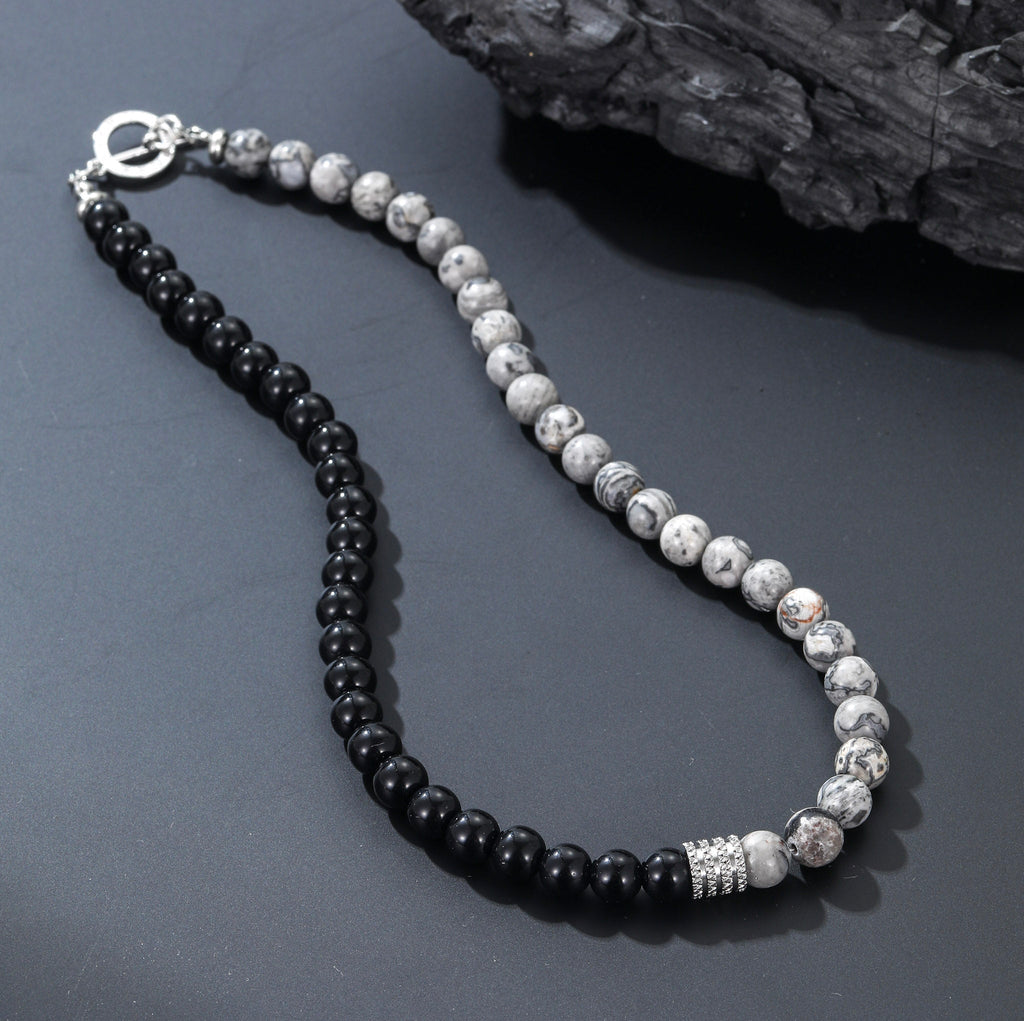 Tiger Eye & Lava Stone Beaded Necklace - Ornaments Co - Map Stone + Obsidian