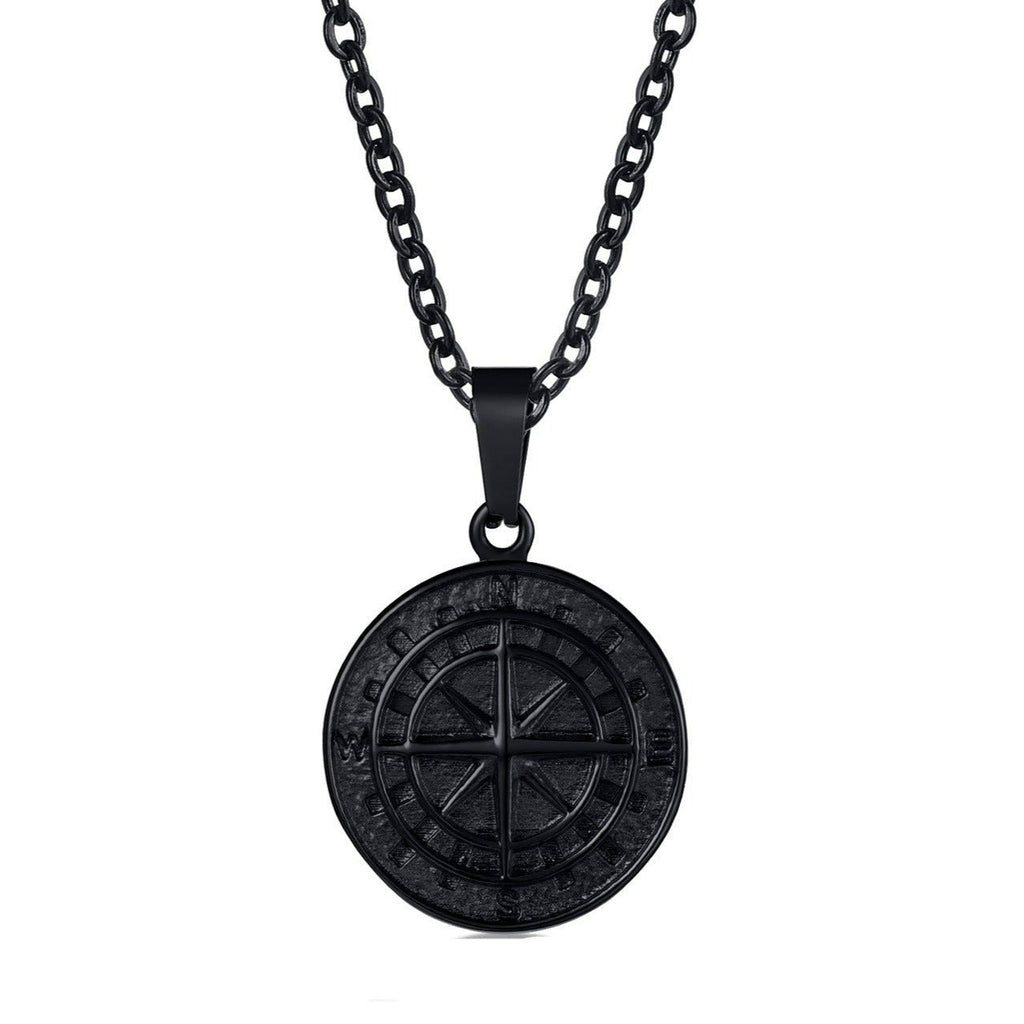 Waterproof Men's Compass North Star Necklace - Ornaments Co - Black